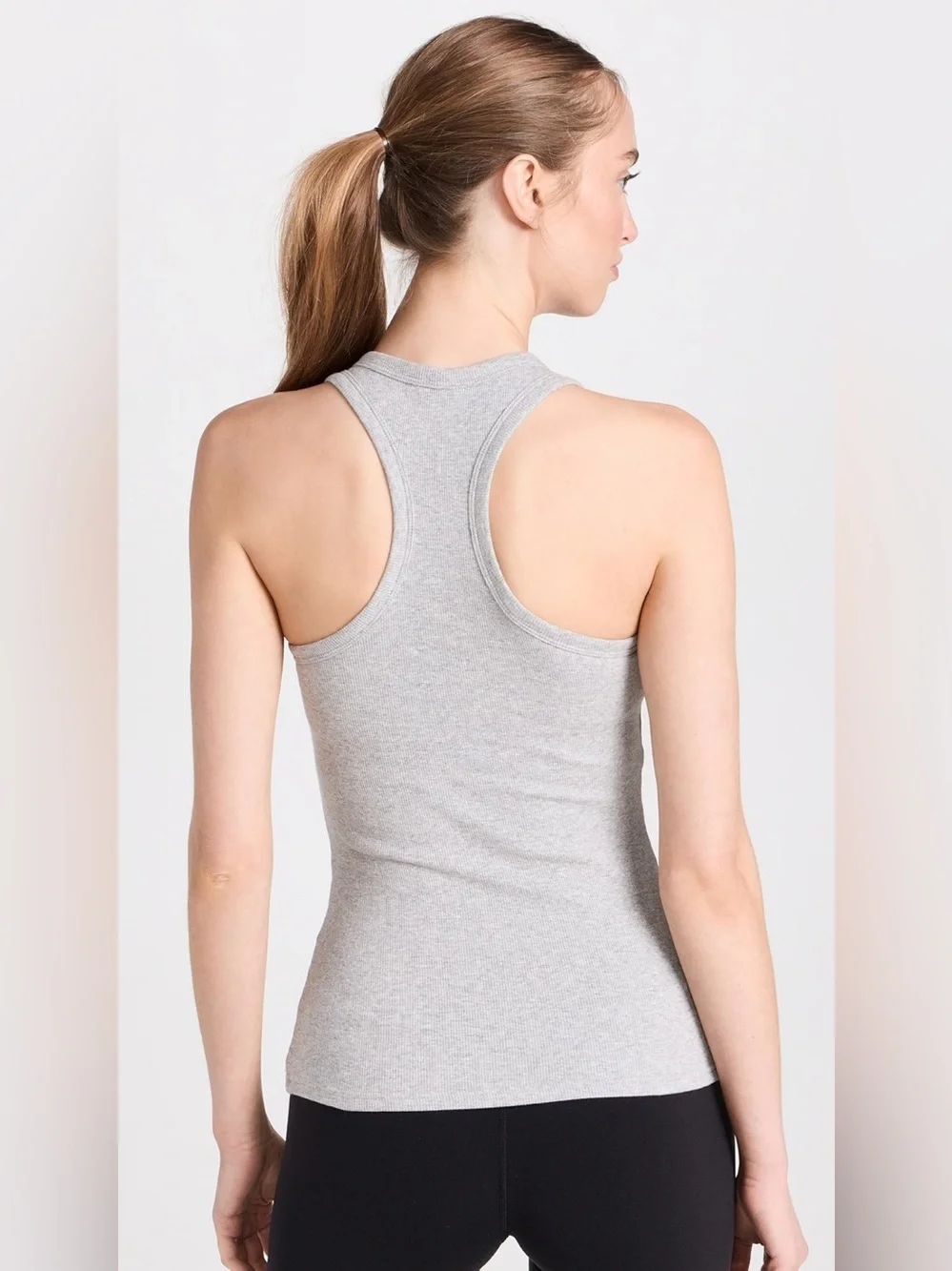 ALO Yoga Light Grey Ribbed Aspire Full Length Tank Top Racerback Tank size XS